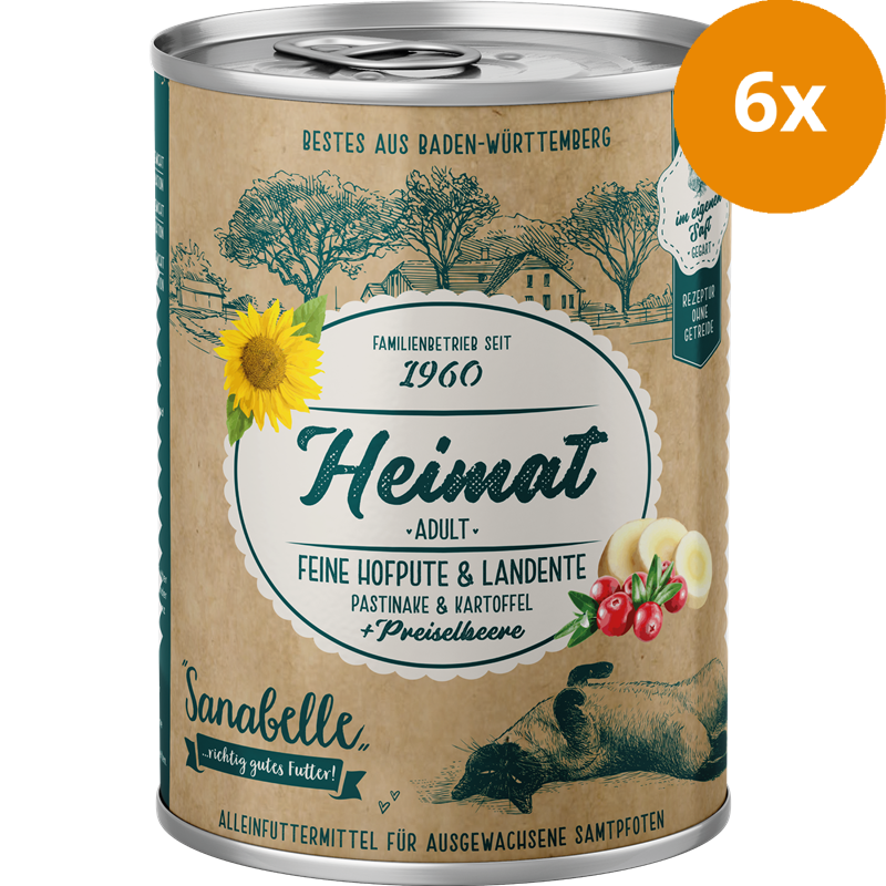 Sanabelle Heimat Dose feine Hofpute & Landente mit Pastinake, Kartoffel und Preiselbeere 400 g