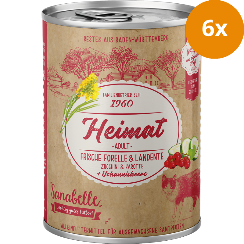 Sanabelle Heimat Dose frische Forelle & Landente mit Zucchini, Karotte und Johannisbeere 400 g