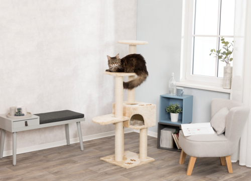 TRIXIE Kratzbaum Alicante beige mit Katze