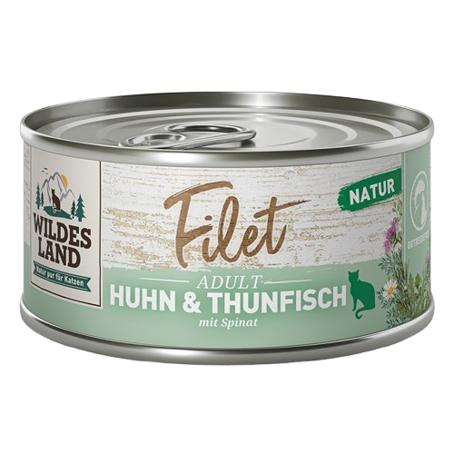 Wildes Land Filet Huhn & Thunfisch mit Spinat 80 g